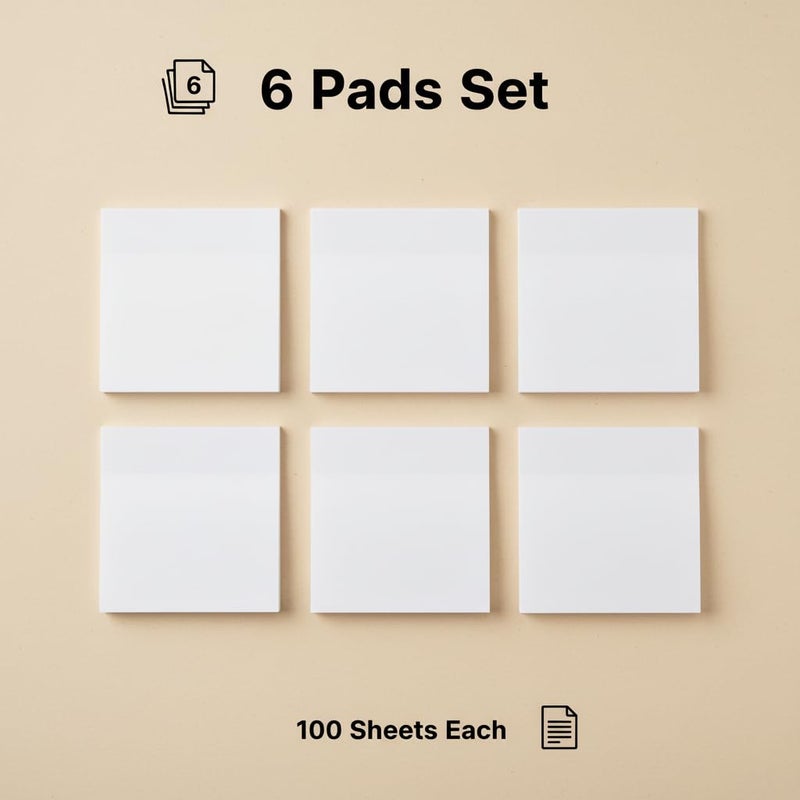 LinQuick White Sticky Notes 6 Pads 3 X 3 Inch 100 Sheets/Pad Self-Stick Notes Pads 600 Sheets Total - Image 4